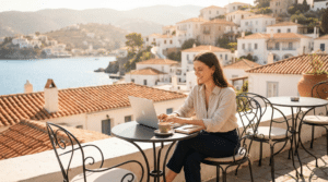 海边咖啡厅远程工作